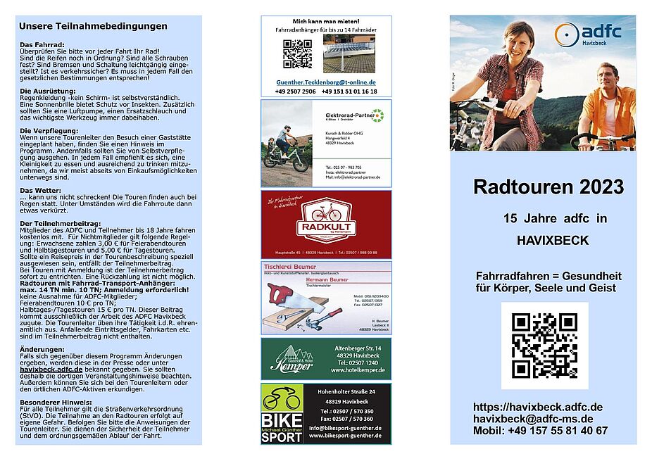 RTP_2023_Seite_1.jpeg Seite 1 vom Radtouren Flyer 2023 des ADFC Havixbeck