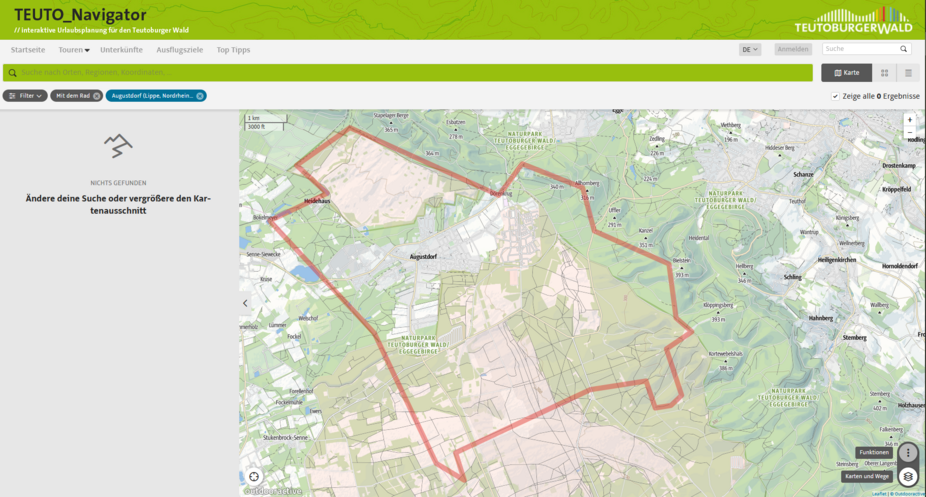 Augustdorf - Radrouten-Karte Teutonavigator Karte Augustdorf Teutonavigator