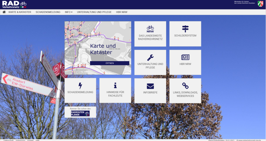 RadnetzNRW.de Online-Portal Onlineportal StraßenNRW Radnetz