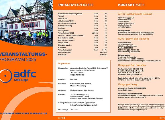 Titel ADFC Lippe Veranstaltung- & Info-Broschüre 2025