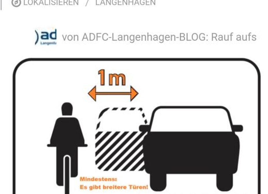 Gefahrenzone des rechtsfahrenden Radverkehrs - Dooring Gefahrenzone des rechtsfahrenden Radverkehrs - Dooring - Dooring - 1 m Seitenabstand