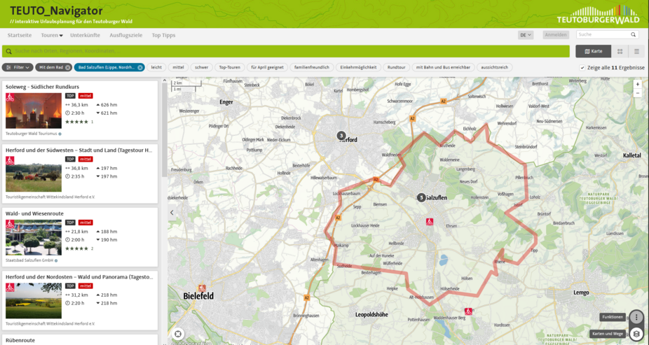 Bad Salzuflen Radtouren Karte Teutonavigator Teutonavigator Karte Radtouren