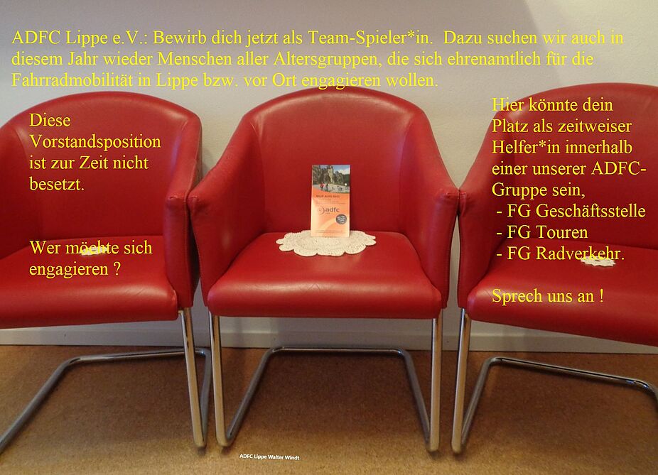 2023 01 frei stühle für vorstand u. fachgruppen Bringe dich mit deinen Ideen und Vorstellungen ein und gestalte den Fahrrad-Club in Lippe mit.