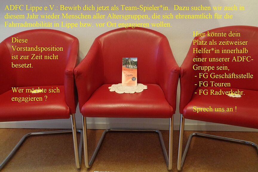 2023 01 frei stühle für vorstand u. fachgruppen Bringe dich mit deinen Ideen und Vorstellungen ein und gestalte den Fahrrad-Club in Lippe mit.