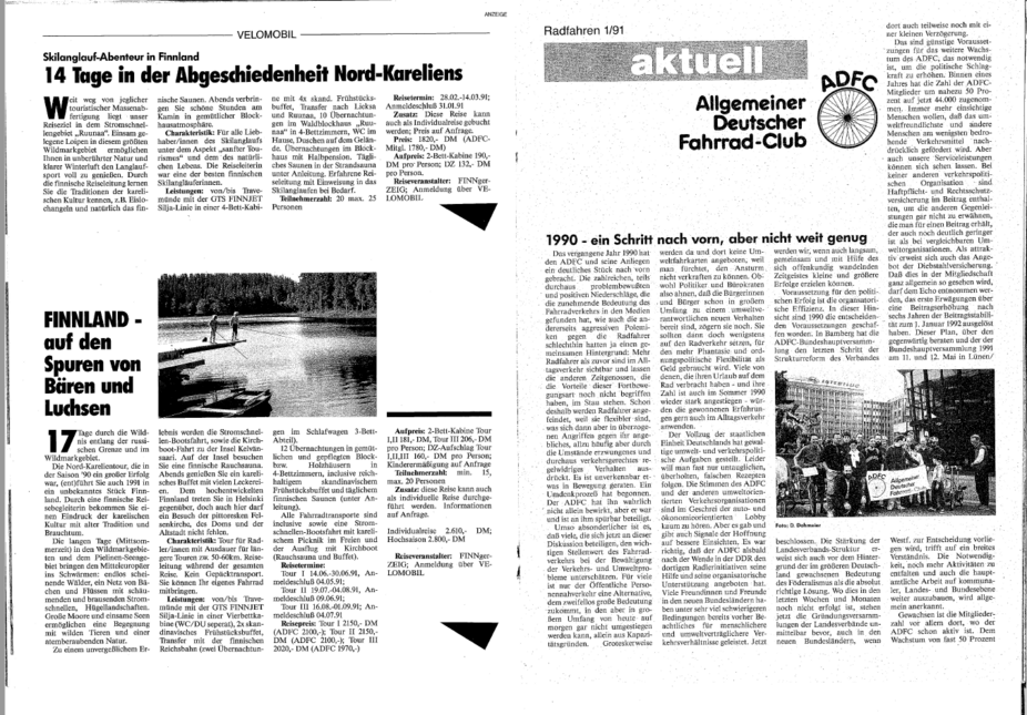 ADFC Verbandszeitung Bericht aus dem Verein - BVA Zeitschrift RADFAHREN - Januar 1991 ADFC Verbandszeitung Bericht aus dem Verein - BVA Zeitschrift RADFAHREN - Januar 1991