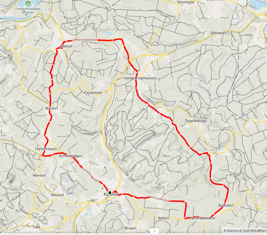 Kalletal - 2. Tour Karte für die große Dörferrunde mit 24 km Kalletal 2. Tour Karte - Hohenhausen 24 km Runde nach Heidelbeck