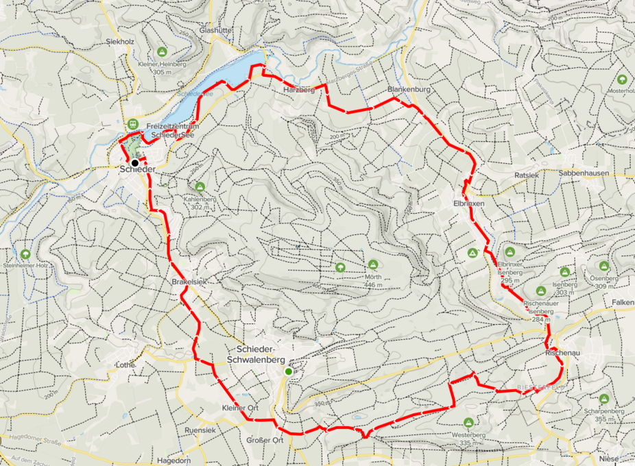 Schieder - 1. Tour Karte rund um das Mörth mit Biesterfeld Schieder - 1. Tour Karte - Rund um das Mörth