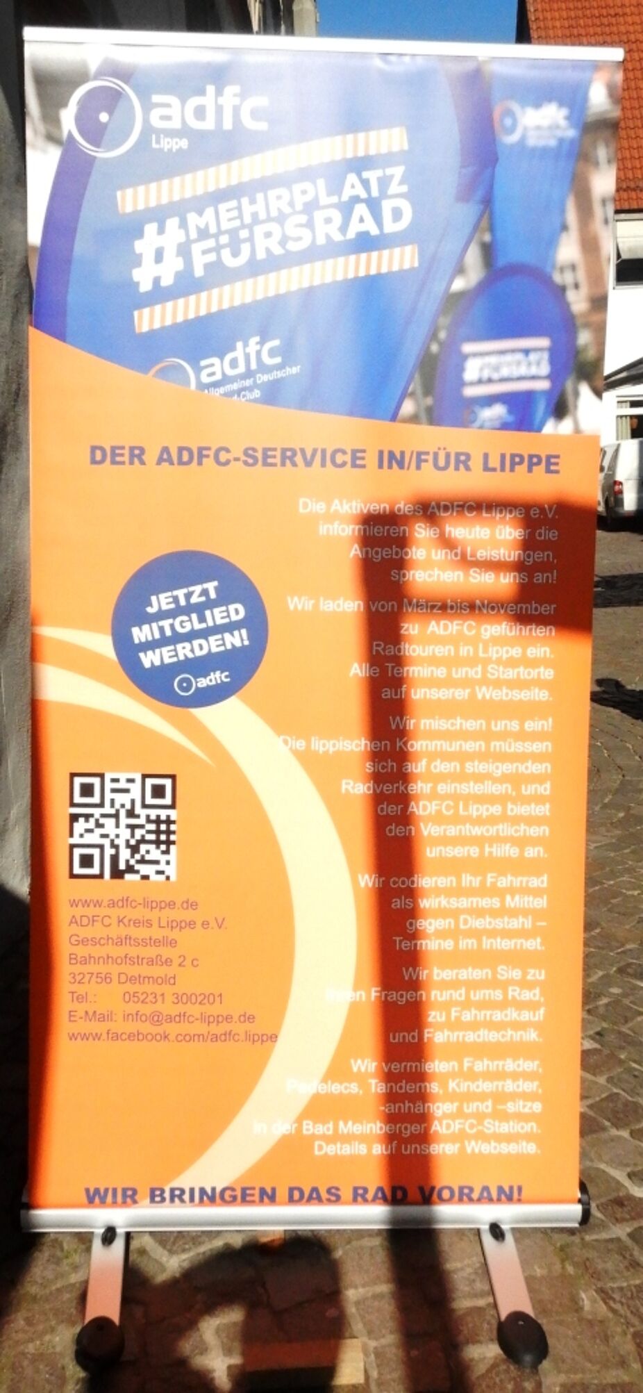Service des ADFC in Lippe - Outdoor-Rollup mit Info-Text Service des ADFC in Lippe - Outdoor-Rollup mit Info-Text