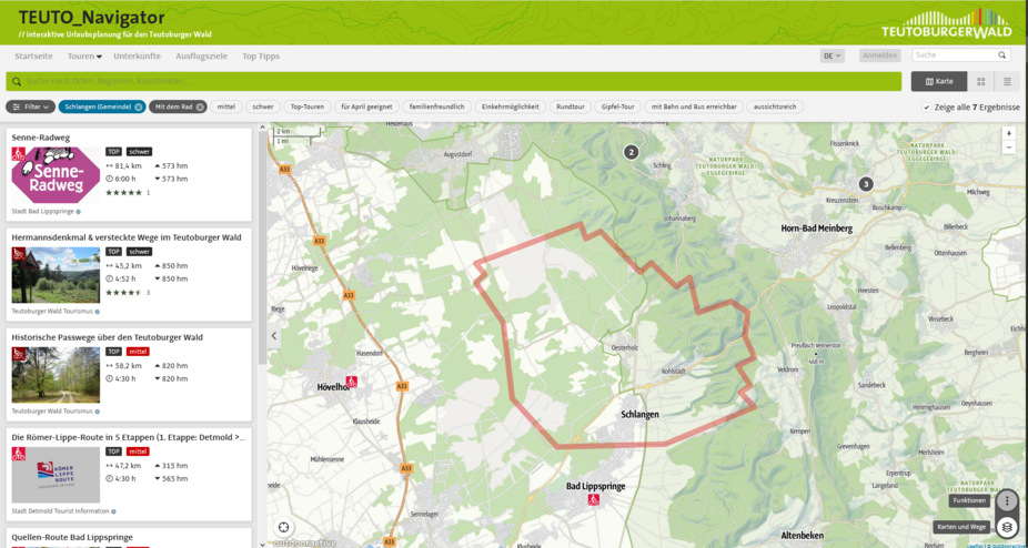 Schlangen Radtouren Karte Teutonavigator Schlangen Radtouren Karte Teutonavigator