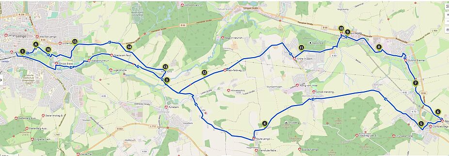Lemgo 1 Tour Karte in das Begatal Wendlinghausen - Bega Lemgo 1. Tour Karte - in das Begatal nach Wendlinghausen und Bega