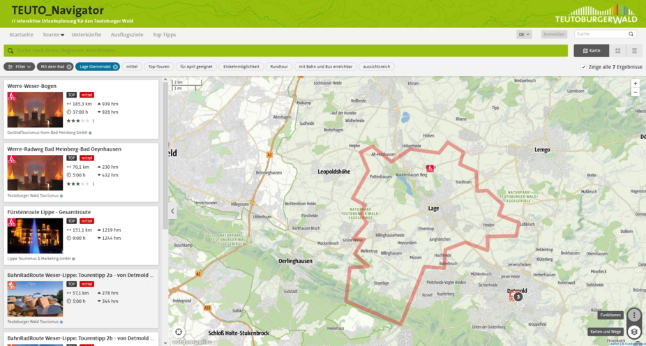 Lage Radtouren Karte Teutonavigator Lage - Lippe Radtouren Karte Teutonavigator