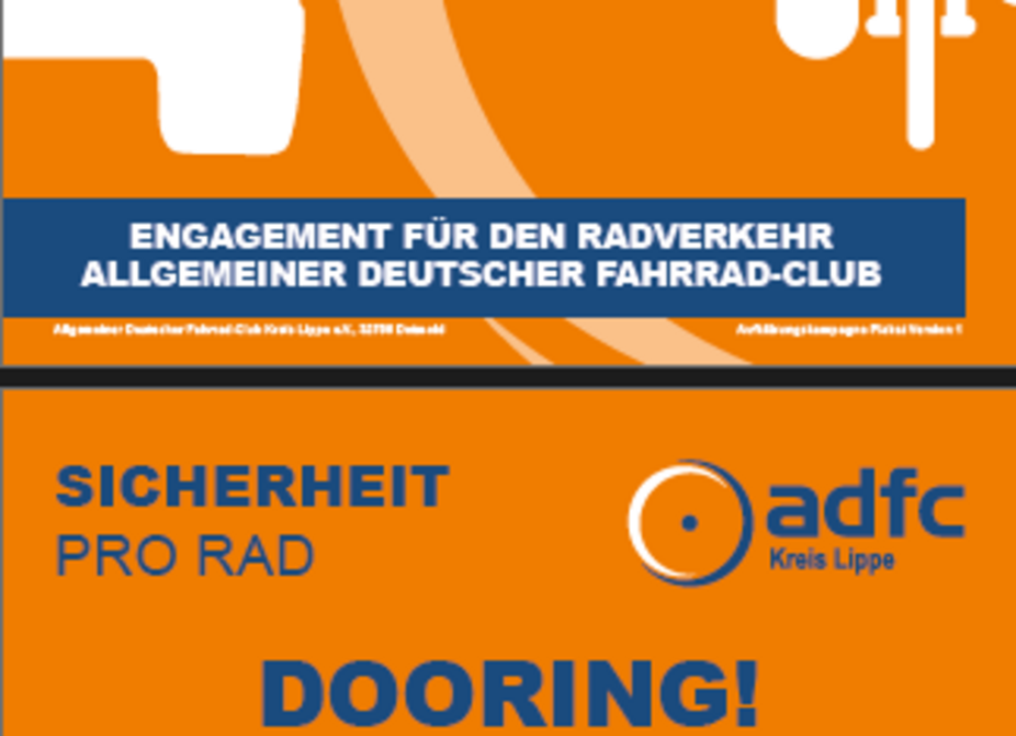 ADFC Lippe Kampagne Sicherheit - Motiv Abstand + Dooring ADFC Lippe Kampagne Sicherheit - Motiv Abstand + Dooring