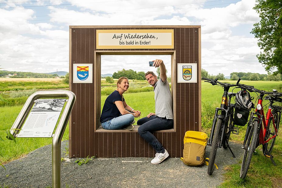 Gemeinde Kalletal - im Wesertal bei Kalldorf Das Panoramafenster am digitalen Radtourenvorschlag im Tal der Weser bei Kalldorf