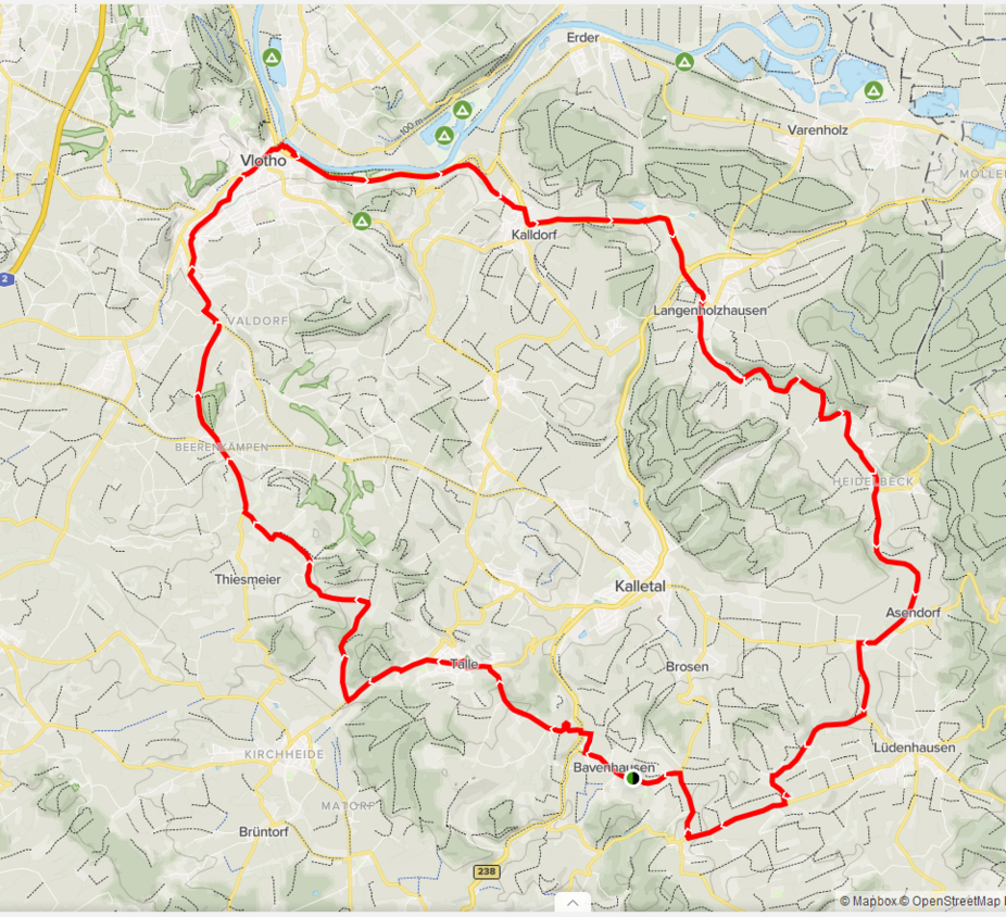 Kalletal - 3 Tour Rennradtour über die Hügel 43 km Kalletal 3. Tour Karte - Kalletaler Rennradtour ab Bavenhausen mit 42 km