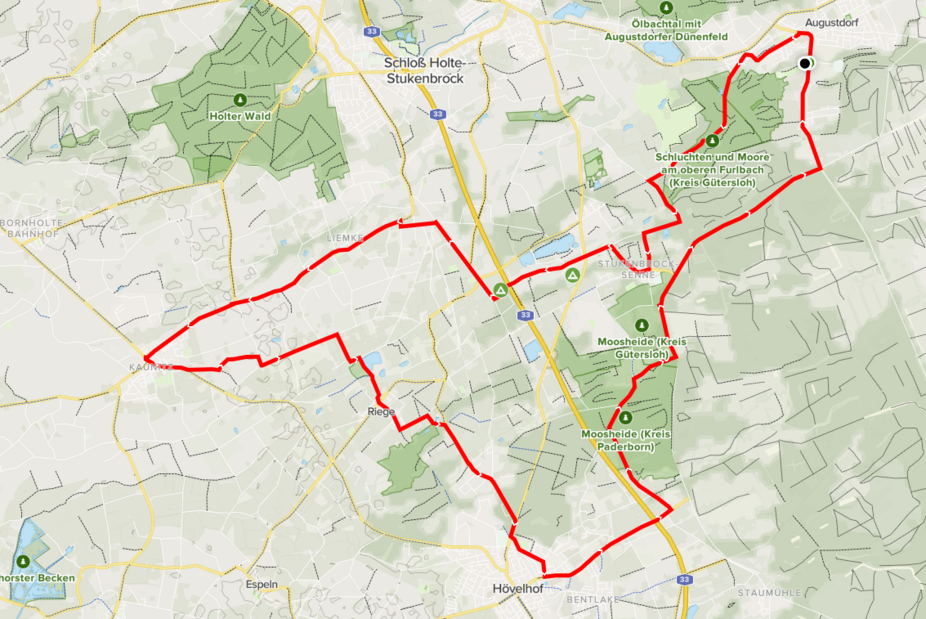 Augustdorf 1. Tour - Karte Ausflug nach Kaunitz und zur Emsquelle Augustdorf 1. Tour - Karte Ausflug nach Kaunitz und zur Emsquelle