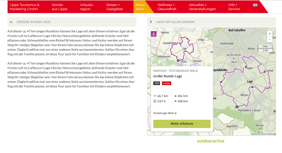 Lage - Raderlebnisse mit digitalen Radtourenvorschlägen Lage - Raderlebnisse mit digitalen Radtourenvorschlägen