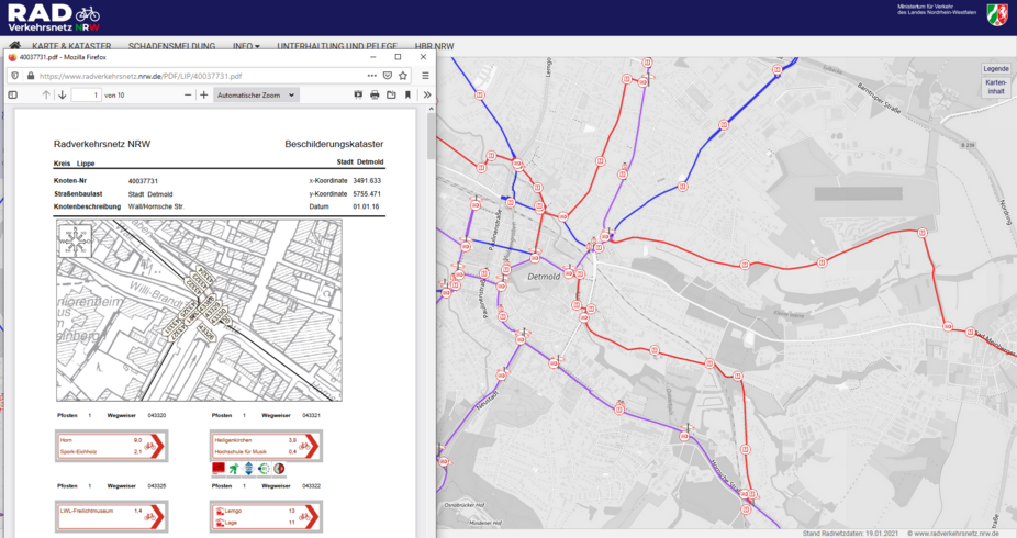 Radverkehrsnetz.NRW Schadensmeldung Online-Portal Eingabeseite der Schadensmeldung Radnetz NRW