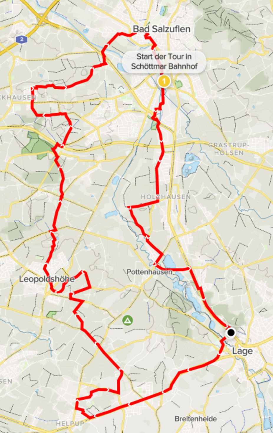 Bad Salzuflen 2 Tour Karte Werretal Lage Leopoldshöhe Lockhausen Bad Salzuflen 2. Tour Karte - im Werretal nach Lage und nach Leopoldshöhe und Lockhausen