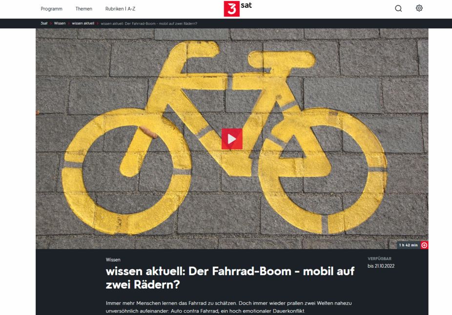 TV Programm 3SAT Der Fahrrad-Boom TV Programm 3SAT Der Fahrrad-Boom 90 Minuten Reportag