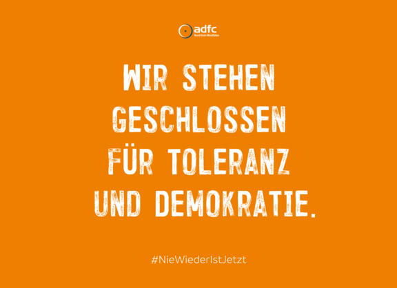 NieWiederIstJetzt -- Aufruf des ADFC in Deutschland